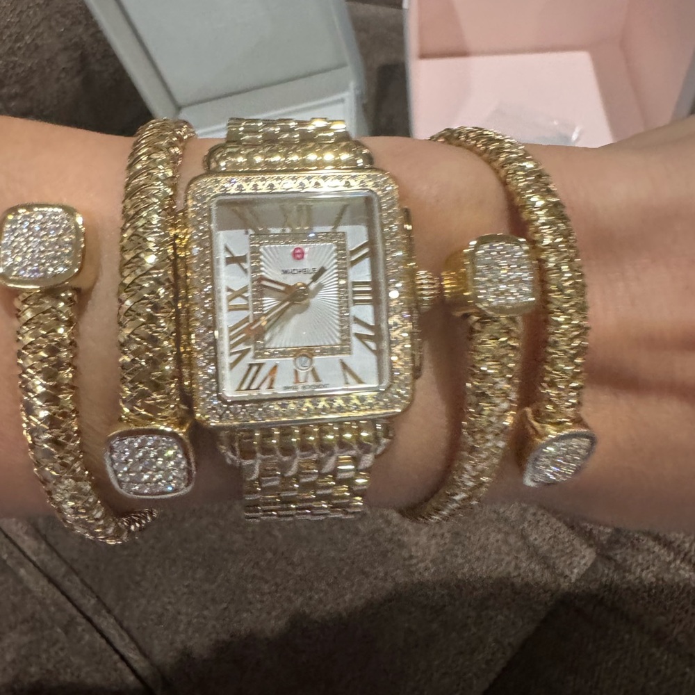 Dazzling MICHELE Deco Diamond Bezel Watch – .60 CTW – Ref. MWW06G000003 - Picture 3 of 17